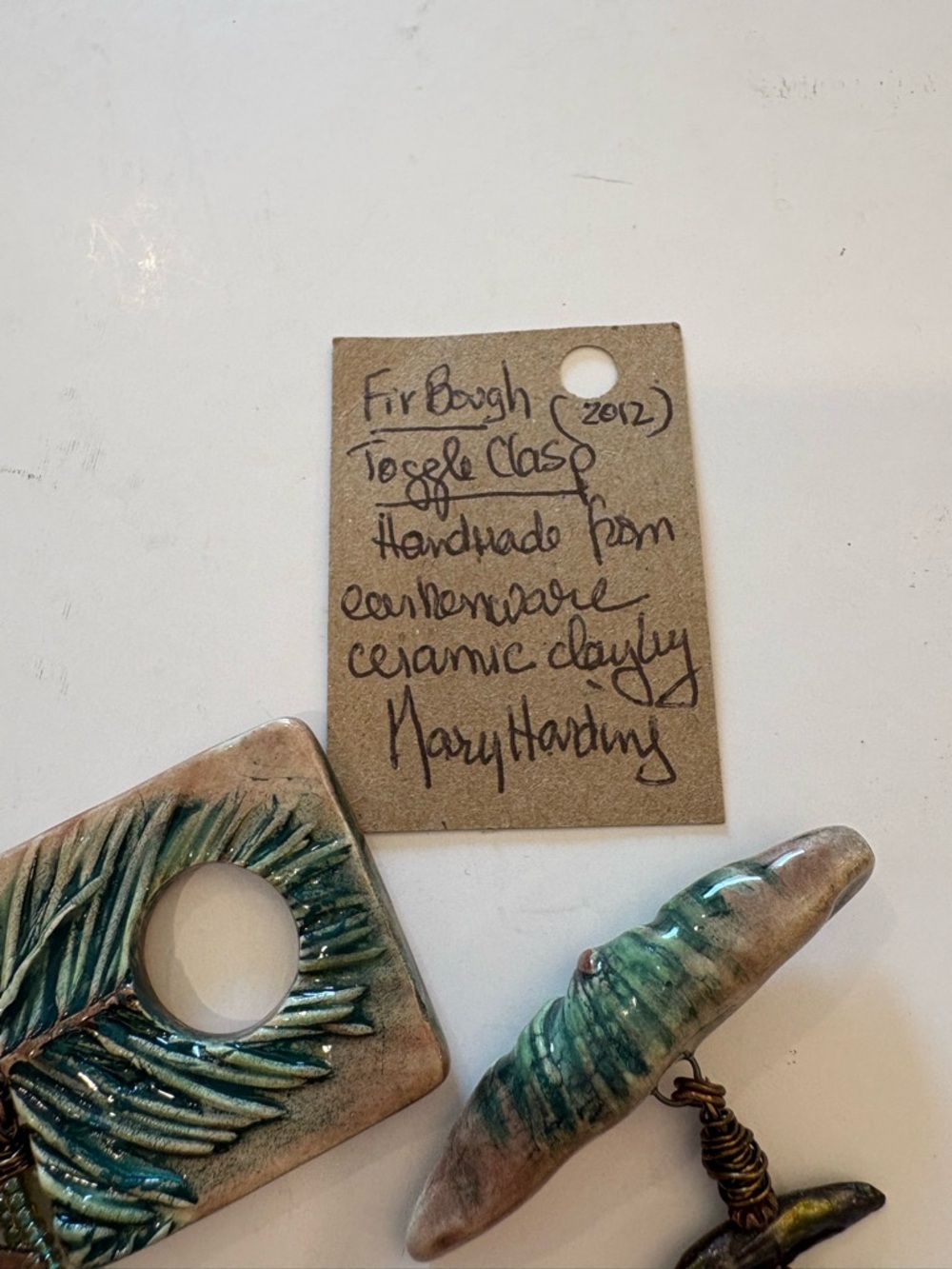 Bracelet Handmade Earthenware Ceramic Clay “Fir Bough” Toggle Clasp 2012 - Picture 6 of 8